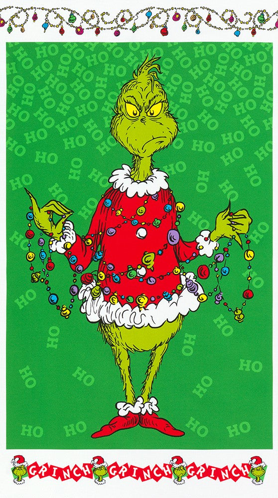 Panel 214 Untangling Lights - How the Grinch Stole Christmas – Mended  Hearts Quilting & Boutique
