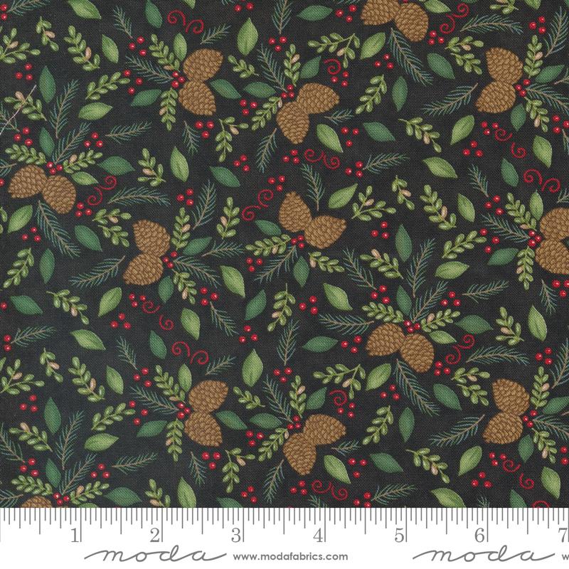 Woodland Winter - Pinecones, Charcoal Black - 56094-17