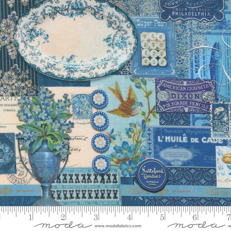 Curated In Color - Collage Patchwork, Blue - 7460-16