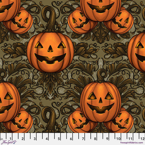 Mystic Moonlight - Pumpkin Damask, Olive - PWRH088.OLIVE