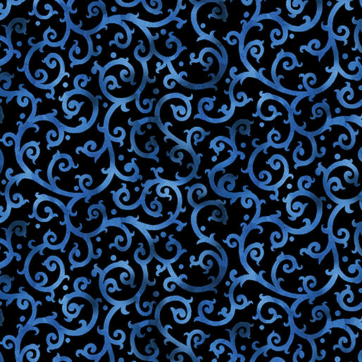 Christmas Spirit - Scrolling Splendor, Blue/Black - 16277-56