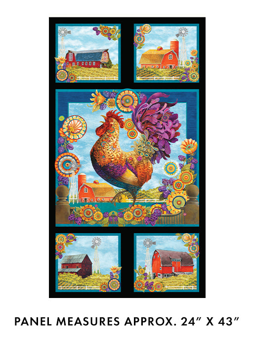 Panel 300 - Something To Crow About - Barnyard Rooster Panel, Multi