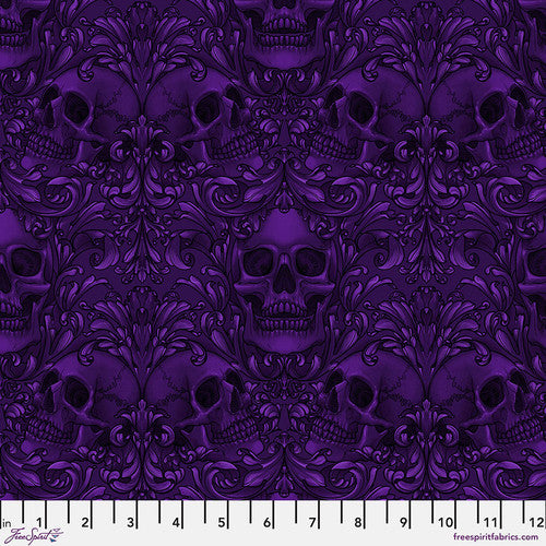 Mystic Moonlight - Skull Damask, Purple - PWRH089.PURPLE