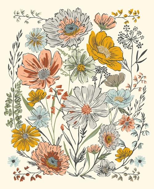 Panel 314 - Woodland Wildflowers, Cream