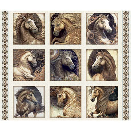 Panel 324 - Stallion Song - Large Picture Patches, Cream