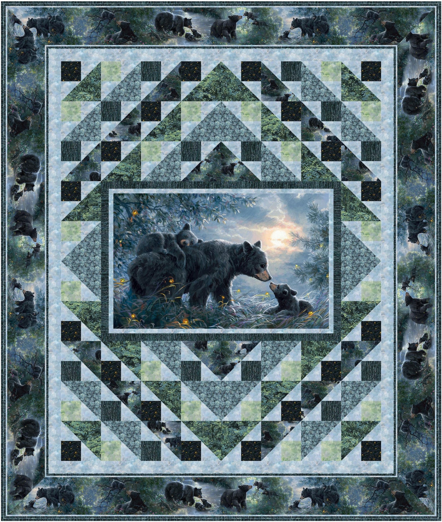 Mama bear and baby’s bear Northcott fabric pre cut outlet quilt kit lap size