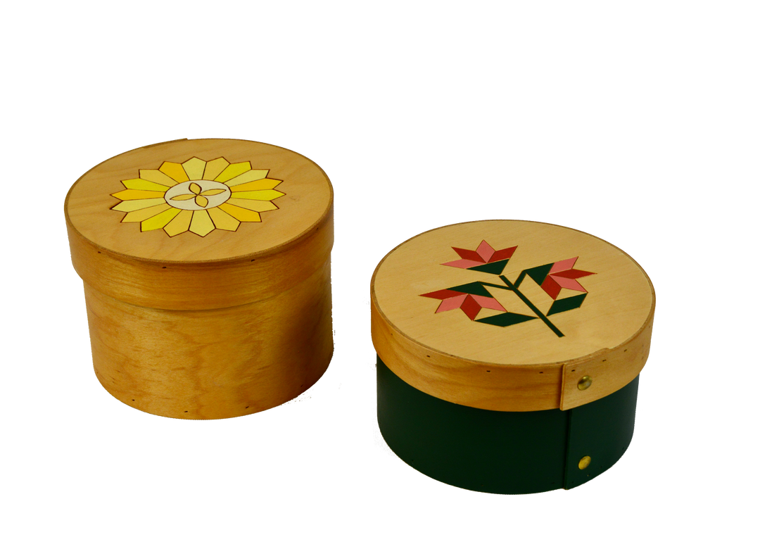 Sm Handcrafted Wooden Round Quilt Box