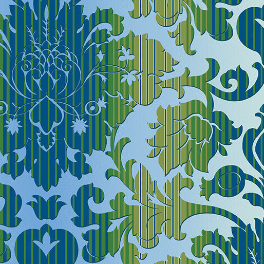 Flower Festival 2 - Damask Blue Green - 4255-54